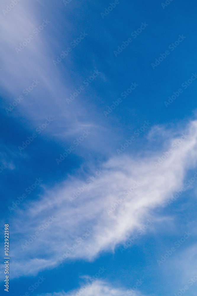 Landscape. A background of blue sky with blurred particles of clouds or other components in the upper atmosphere flowing in the wind. Displacement, the passage of time, abstract manifestations Landscape. A background of blue sky with blurred particles of clouds or other components in the upper atmosphere flowing in the wind. Displacement, the passage of time, abstract manifestations