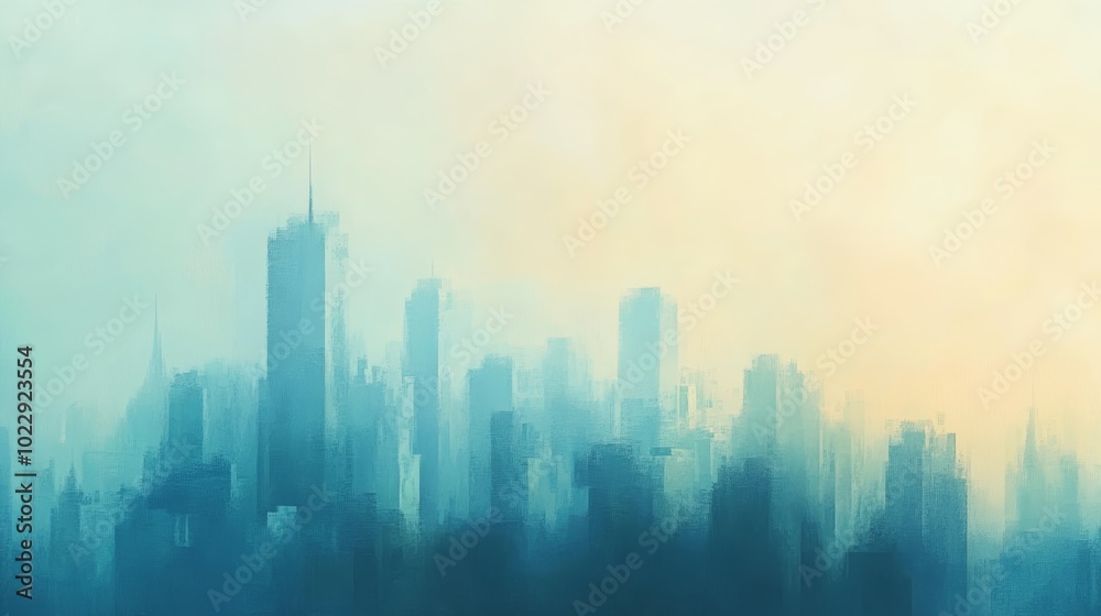 Urban symphony, an artistic rendition of a bustling cityscape with imposing buildings Urban symphony, an artistic rendition of a bustling cityscape with imposing buildings