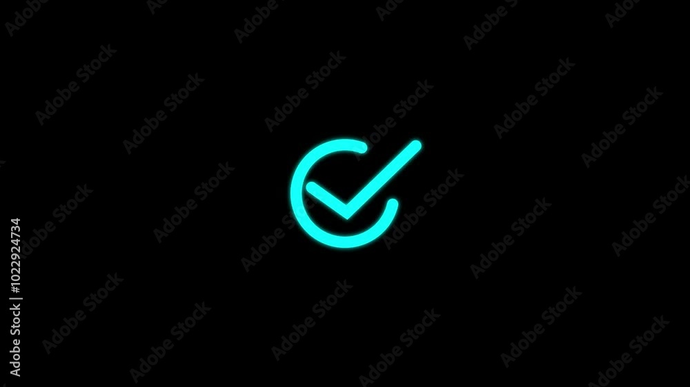 Simple check mark icon animation on black background... Simple check mark icon animation on black background...