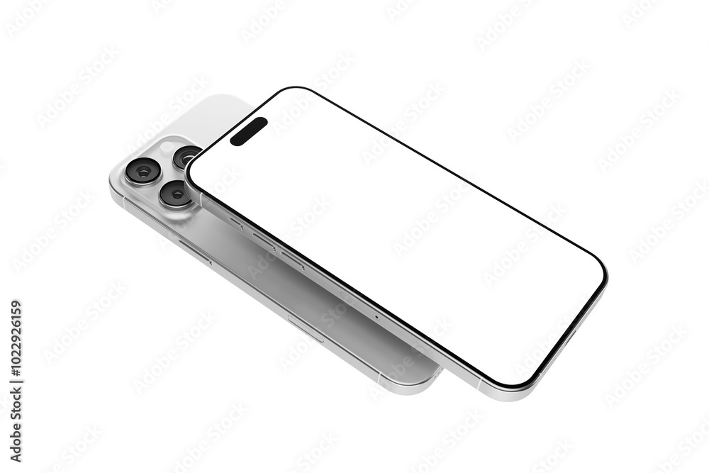 Levitating smartphone, Floating phone with white screen on white background, Realistic 3d smartphone Levitating smartphone, Floating phone with white screen on white background, Realistic 3d smartphone