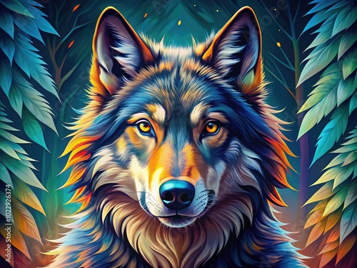 Majestic Wolf Vector Illustration for Nature and Wildlife Themes, Perfect for Creative Projects photo