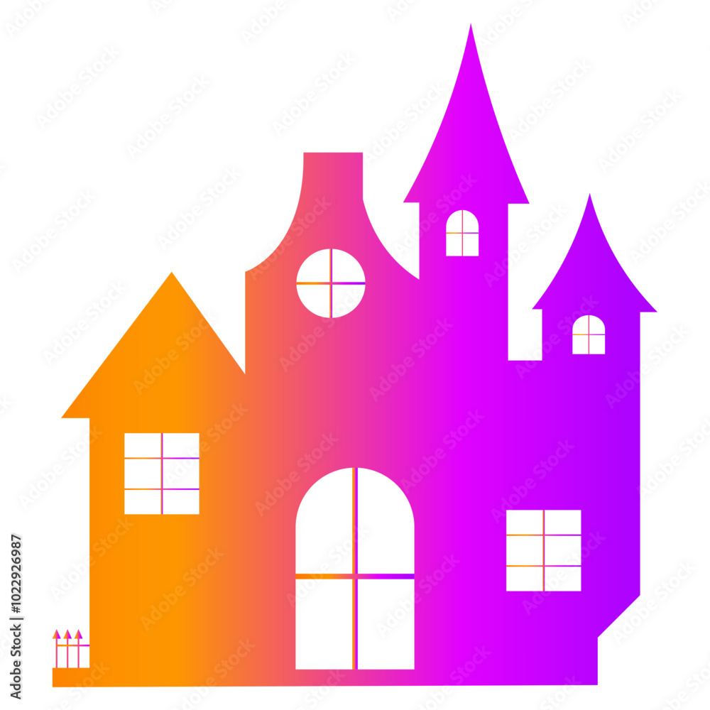 Halloween Haunted House Silhouette with Gradient Color Design. Vector Illustration. Halloween Haunted House Silhouette with Gradient Color Design. Vector Illustration.