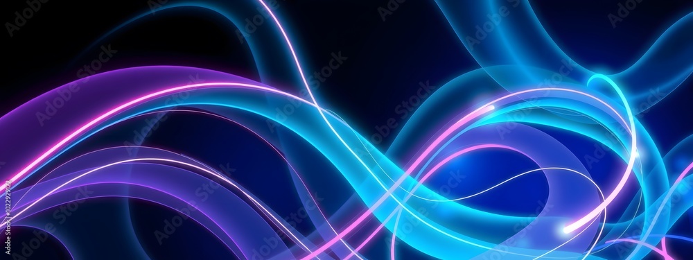 Abstract Neon Blue Pink Purple Lines Curves On Black Background Abstract Neon Blue Pink Purple Lines Curves On Black Background