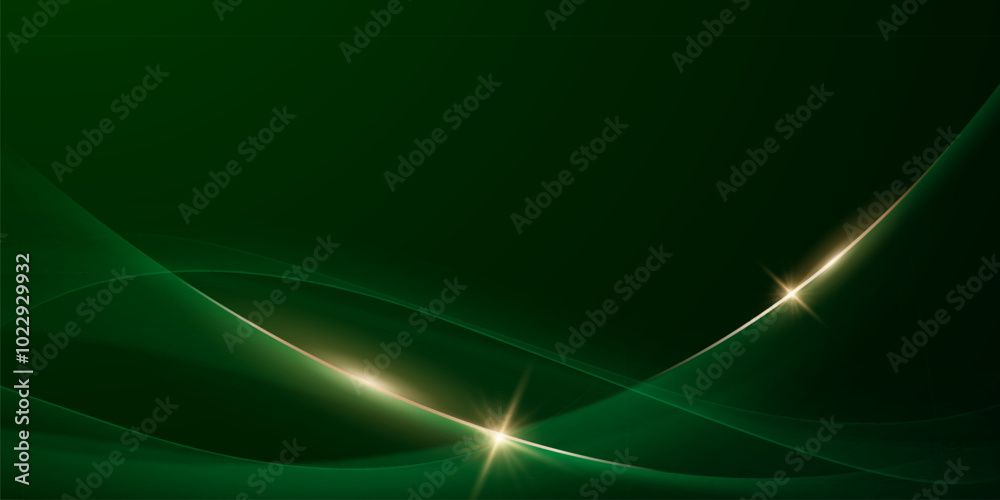 Naklejka premium green abstract background design with elegant golden elements vector illustration