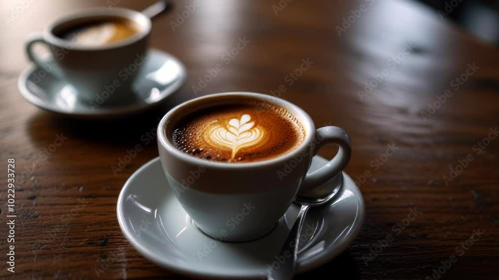 Coffee on a wooden table at coffee shop Coffee on a wooden table at coffee shop