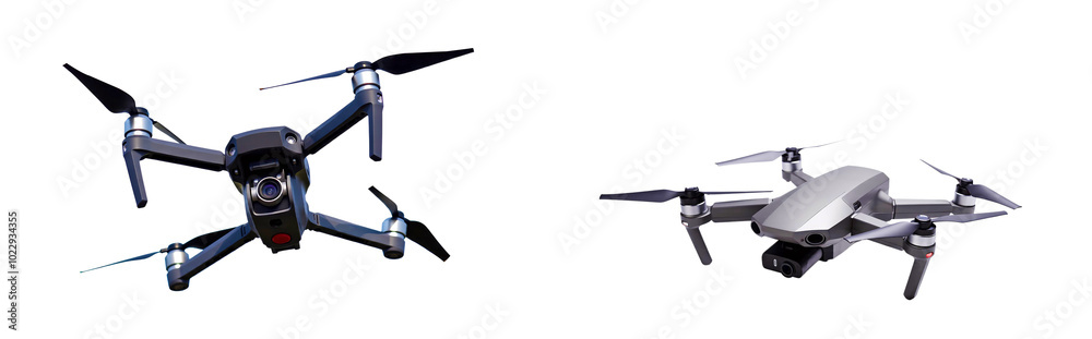 Drone Technology: A captivating comparison shot showcasing two cutting-edge drones, side-by-side, each boasting sleek design and advanced features. Drone Technology: A captivating comparison shot showcasing two cutting-edge drones, side-by-side, each boasting sleek design and advanced features.