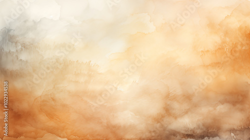 Yellow watercolor background. Watercolor painting soft textured on wet white paper background. Hand painted orange and yellow watercolor background.