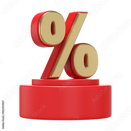 Red Percent Symbol On The Podium 3D Render photo