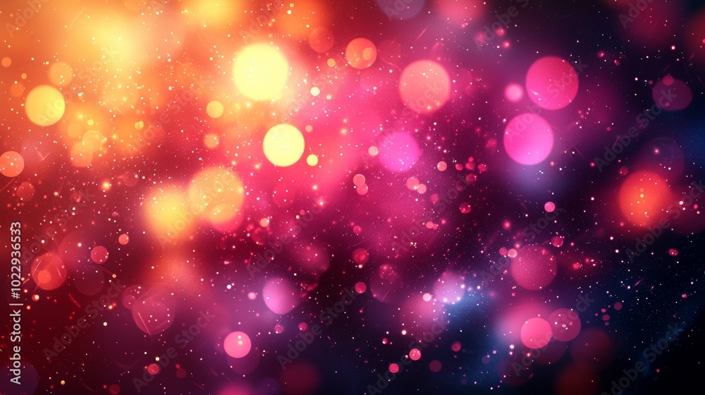 Abstract blurred background with glittering bokeh lights creating a festive atmosphere, perfect as backdrop for celebrations, holidays or special occasions