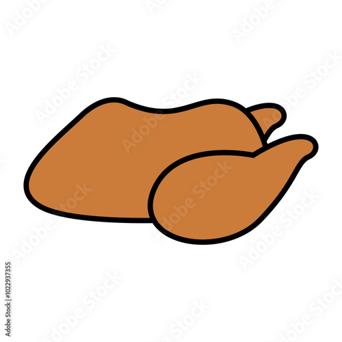 Happy thanksgiving cartoon. Roast turkey for thanksgiving, digital art illustration.