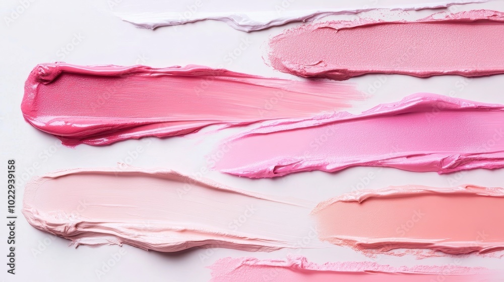 Pink lip gloss tint with color shading pallete smudge gel,Liquid lipsticks with smudge stroke paint,makeup cosmetic lips, product mockup for beauty fashion business,sale,swatch color,template.