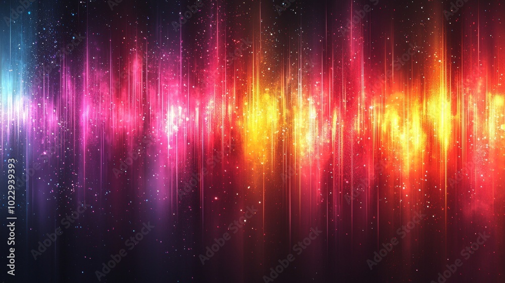 Bright vertical light streaks are glowing against a dark background with sparkling particles, creating a vibrant and energetic abstract composition Bright vertical light streaks are glowing against a dark background with sparkling particles, creating a vibrant and energetic abstract composition