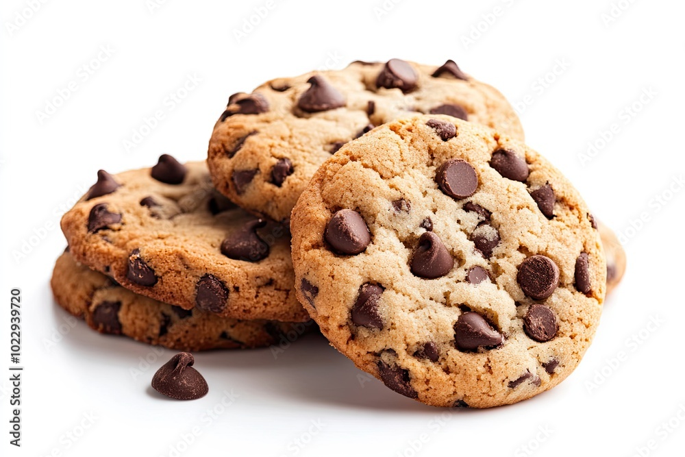 Chocolate chip cookies isolated on white background Chocolate chip cookies isolated on white background