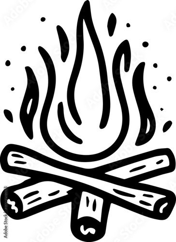 Woodcut Campfire Hand-drawn Illustration
