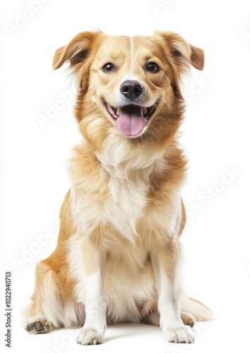 Happy Dog Sitting with Its Tongue Out, Capturing a Fun and Friendly Moment