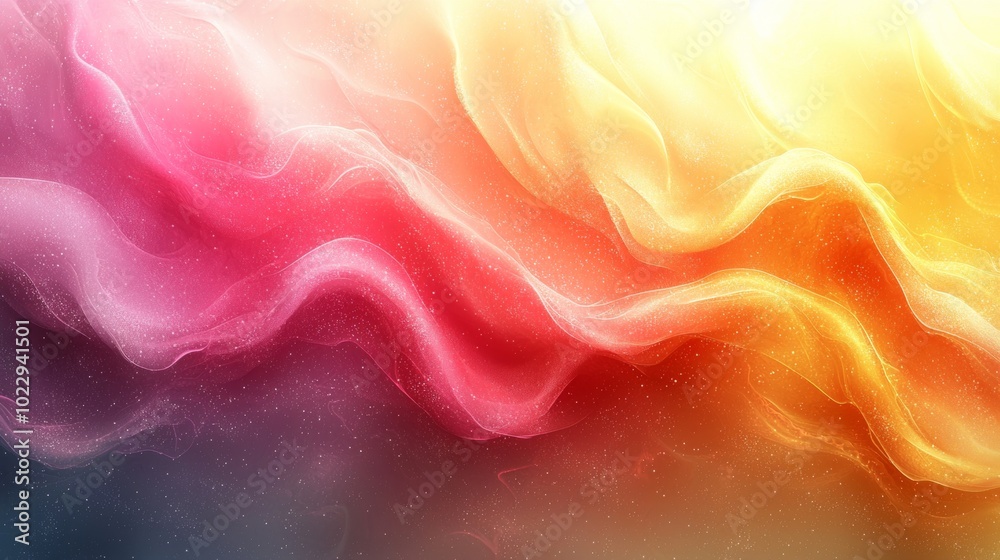 Obraz premium Vibrant abstract background with warm tones of red. Pink. Orange. And yellow. Flowing waves and particles. Creating a mesmerizing design evoking luxury and beauty. Perfect for holidays and events