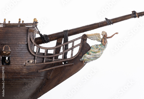 Cuadro en lienzo the bow of a pirate ship isolated on white background
