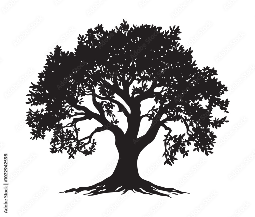 Silhouette tree, Outline tree illustration, Tree silhouette vector Silhouette tree, Outline tree illustration, Tree silhouette vector