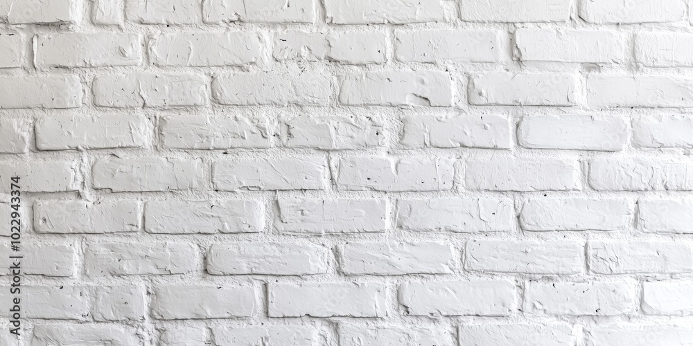 Fototapeta premium Textured White Brick Wall with Classic Offset Pattern and Seamless Mortar