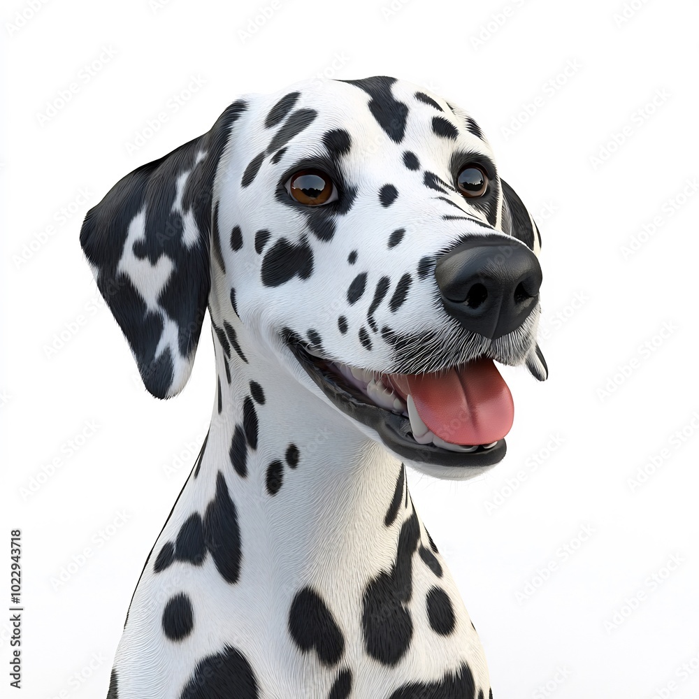 Dalmatian Dog in Black and White, Full Size on a White Background Dalmatian Dog in Black and White, Full Size on a White Background