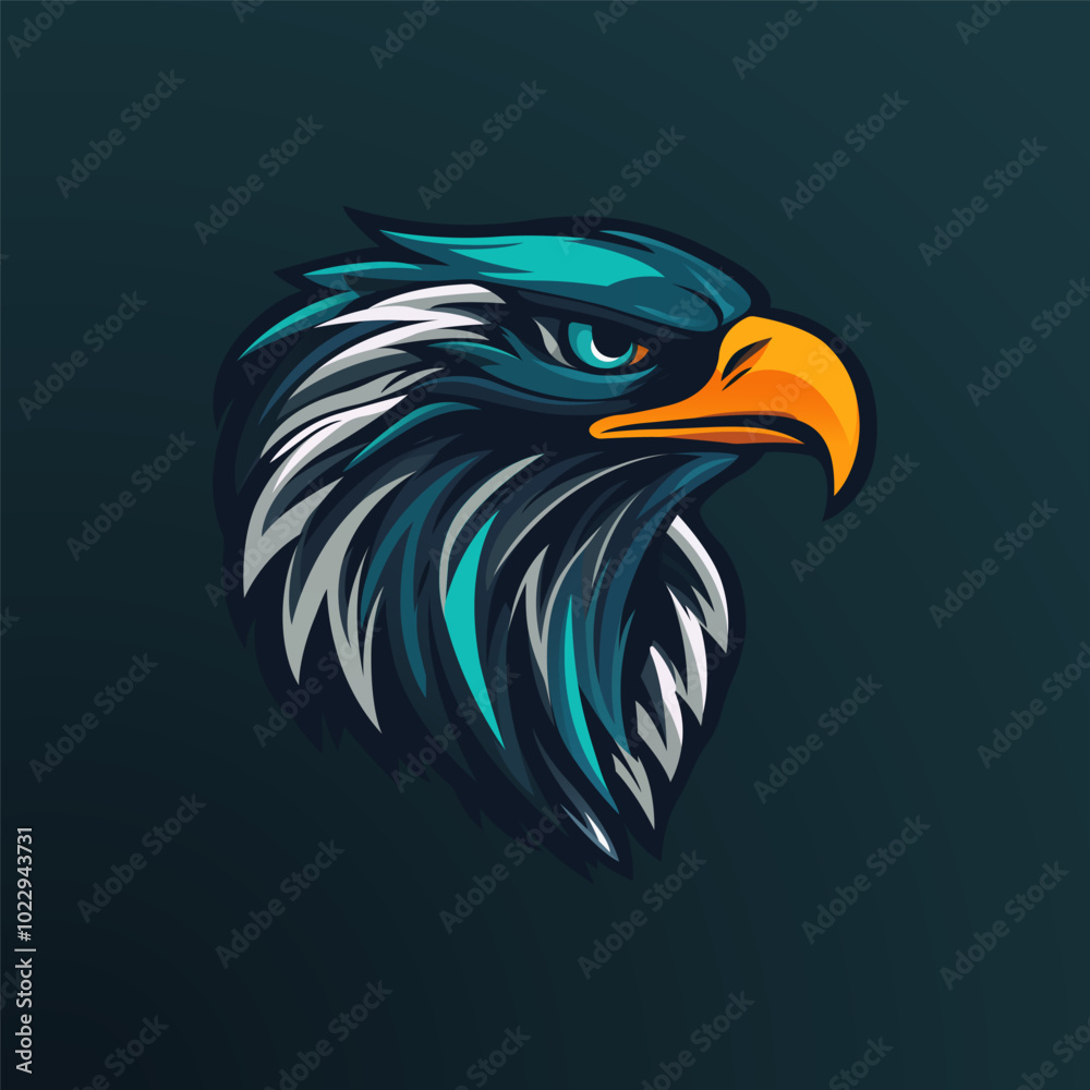 Obraz premium Bald eagle head, Eagle mascot head, colorful abstract eagle, logo vector illustration