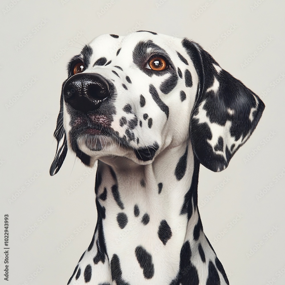 Dalmatian Dog in Black and White, Full Size on a White Background Dalmatian Dog in Black and White, Full Size on a White Background