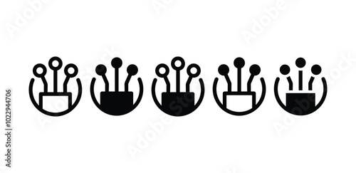 set of optic fiber cable icon symbol sign vector design black white color simple illustration collection isolated