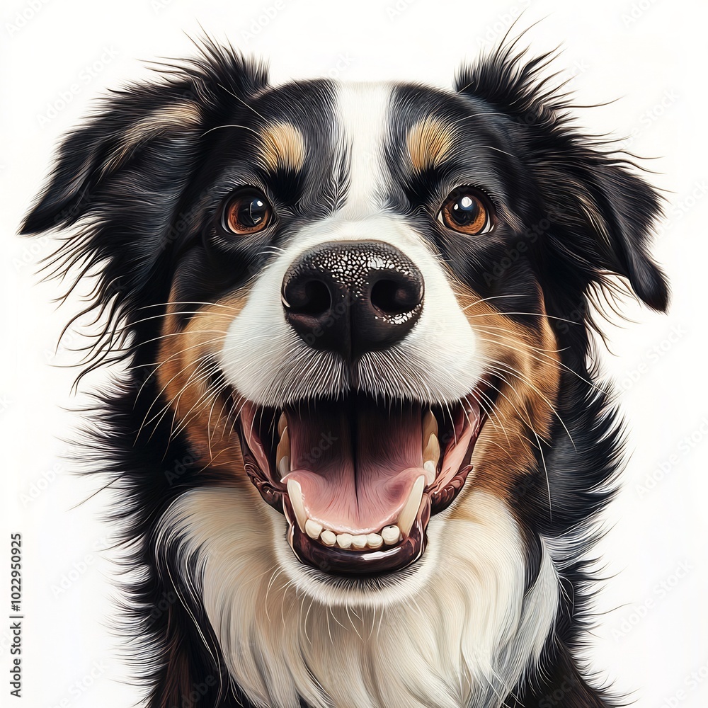 Happy Full-Size Dog on a White Background Happy Full-Size Dog on a White Background