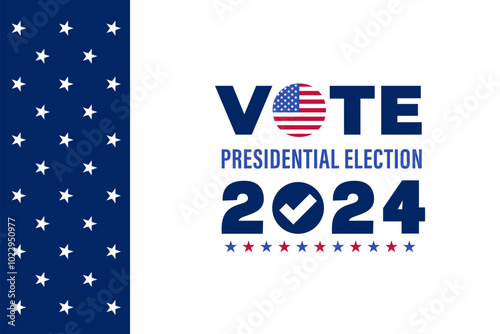 USA 2024 Presidential Election Voting Banner with Stars and Flag