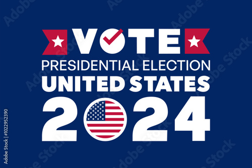 2024 United States Presidential Election Vote Banner with Flag and Checkmark