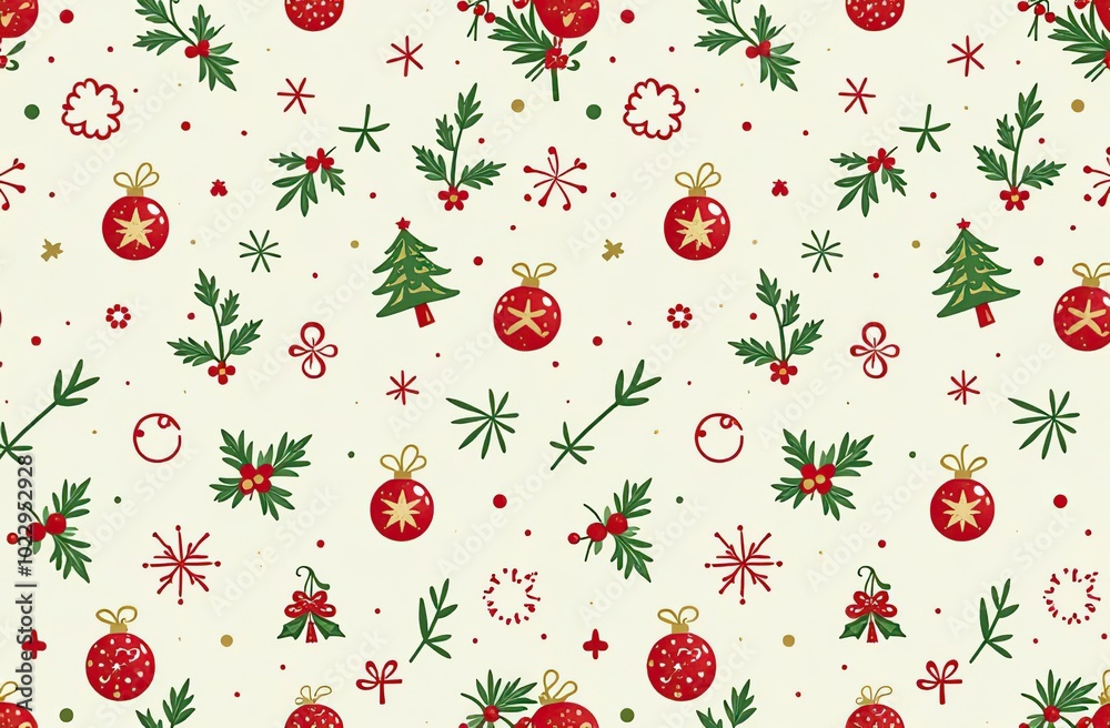 Christmas themed seamless pattern. Vector illustration with simple gradients. Some elements on separate layers. Christmas themed seamless pattern. Vector illustration with simple gradients. Some elements on separate layers.