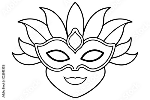 
Carnival mask icon, carnival mask line art vector illustration, mardi gras elements vector
