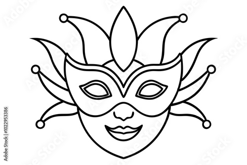 
Carnival mask icon, carnival mask line art vector illustration, mardi gras elements vector
