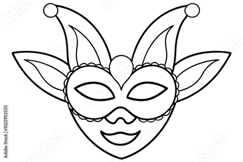 
Carnival mask icon, carnival mask line art vector illustration, mardi gras elements vector
