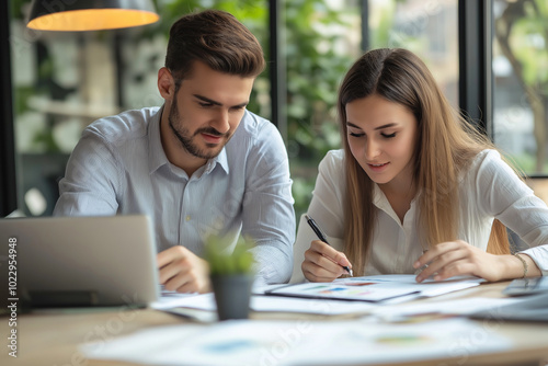 business professionals working on a project as a team in the office for work