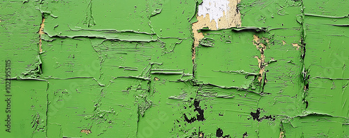 Scraped green grungy background with peeling paint photo