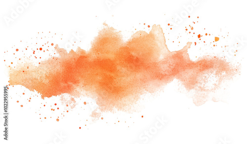 Orange watercolor splash isolated on white background, 