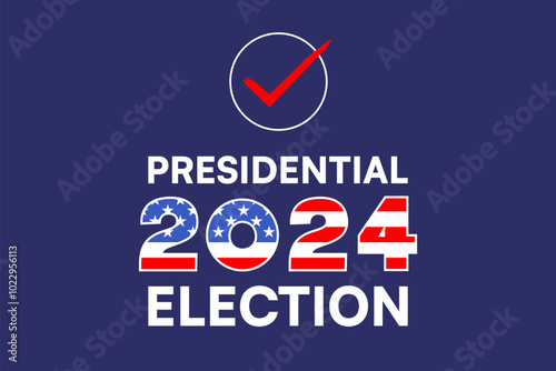 2024 USA Presidential Election Logo with Check Mark and American Flag