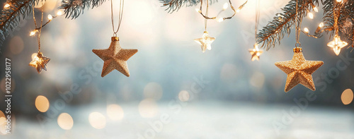 A christmas festive white background with golden stars