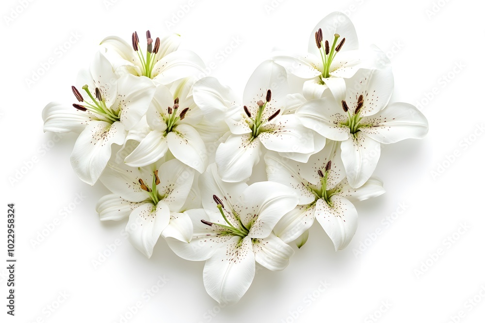 White Lilies Arranged in Heart Shape Wedding Romantic Floral Decoration White Lilies Arranged in Heart Shape Wedding Romantic Floral Decoration