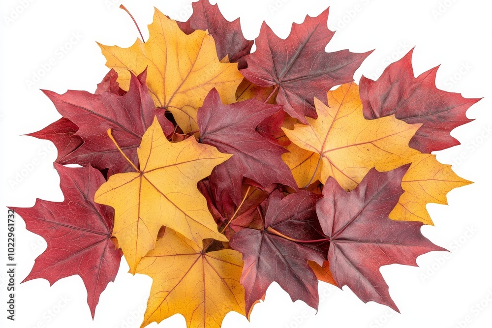 Stack of colorful autumn leaves on a white background Stack of colorful autumn leaves on a white background