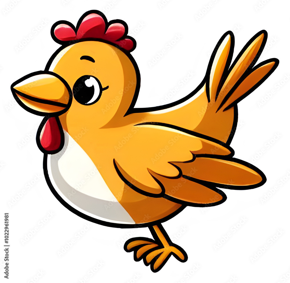Cheerful cartoon chicken illustration with transparent background Cheerful cartoon chicken illustration with transparent background