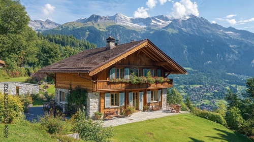 Picturesque Alpine Chalet with Breathtaking Mountain Landscape