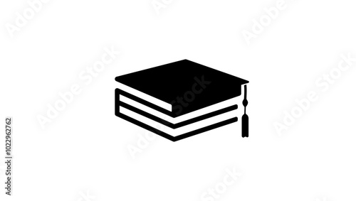 Tutoring Services, books and Graduation cap ,  black  isolated silhouette