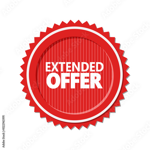 Extended offer red label. Vector design.