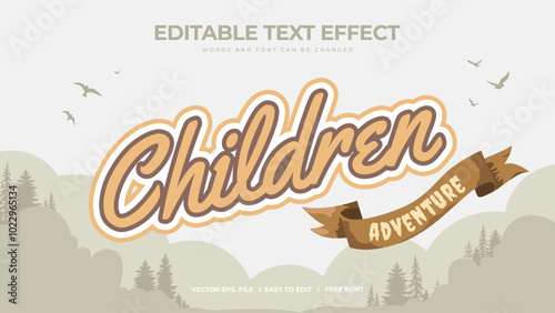 Children editable text effect lettering typography in adventure theme 