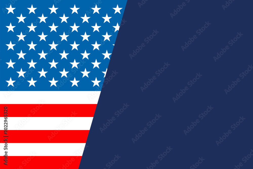 Fototapeta premium American Flag Diagonal with Blue Background