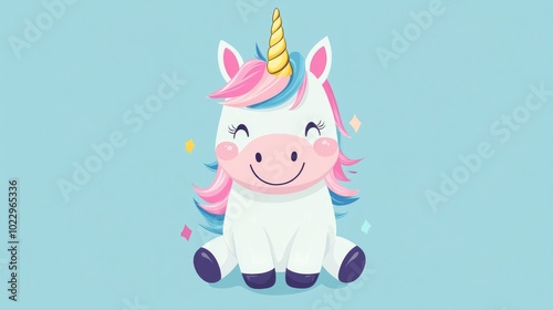 Adorable unicorn vector artwork suitable for greeting cards posters t shirt designs party themes children s books prints wallpapers and featuring a playful animal pattern photo