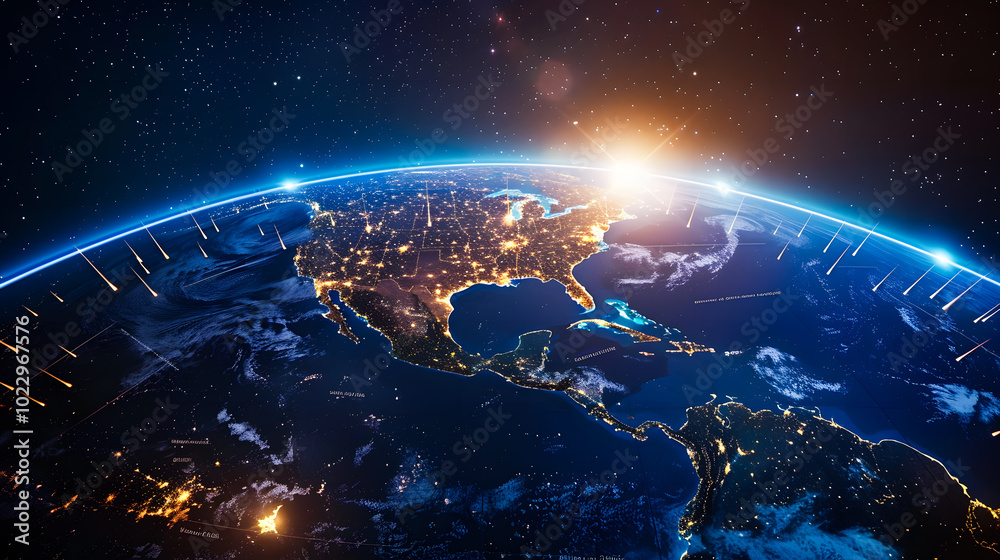 Obraz premium digital world globe centered on asia and middle east concept of global network and connectivity on earth data transfer and cyber technology information exchange illustration