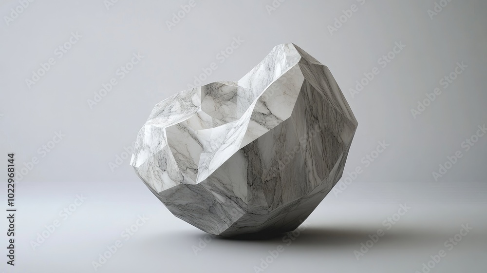 Abstract 3D Textured Object with Geometric Marble Stone Shape Abstract 3D Textured Object with Geometric Marble Stone Shape